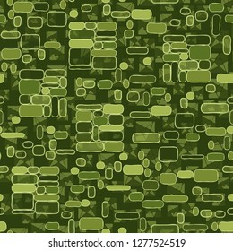 Seamless pattern. Camouflage consisting of uneven blocks.  Background consisting of squares cut by a pentagram.