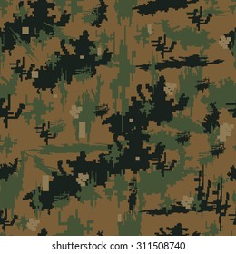  Seamless pattern of camouflage in digital style, military background, vector