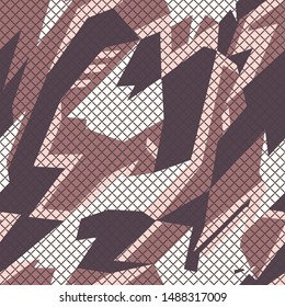 Seamless pattern with camouflage geometric trendy ornament. Racing background for vinyl wrap and decal. Abstract military camo vector