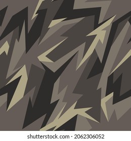 Patrón sin inconvenientes con adorno de moda geométrica camuflado. Fondo militar para envoltura de vinilo y calcomanía. Resumen de textura vectorial de camo interminable.