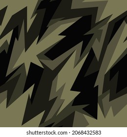 Patrón sin inconvenientes con adorno de moda geométrica camuflado. Fondo militar para envoltura de vinilo y calcomanía. Resumen de textura vectorial de camo interminable.