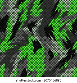 Seamless pattern with camouflage geometric trendy ornament. Racing background for vinyl wrap and decal. Abstract military camo vector texture.