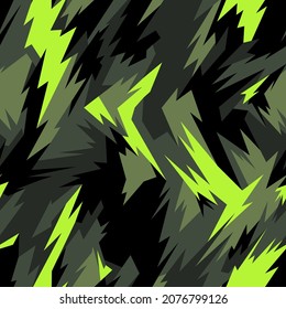 Seamless pattern with camouflage geometric trendy ornament. Racing background for vinyl wrap and decal. Abstract military camo vector texture.