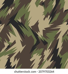 Seamless pattern with camouflage geometric trendy ornament. Racing background for vinyl wrap and decal. Abstract military camo vector texture.