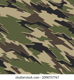 Seamless pattern with camouflage geometric trendy ornament. Racing background for vinyl wrap and decal. Abstract military camo vector texture.