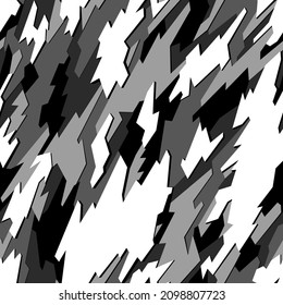 Seamless pattern with camouflage geometric trendy ornament. Racing background for vinyl wrap and decal. Abstract military camo vector texture.