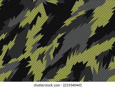 Nahtloses Muster mit tarnen geometrischen Ornamenten. Racing Hintergrund für Vinyl Wrap und Decal. Abstrakte militärische Camo-Vektorstruktur.