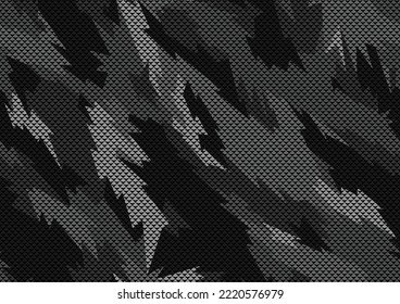 Seamless pattern with camouflage geometric trendy ornament. Racing background for vinyl wrap and decal. Abstract military camo vector texture.