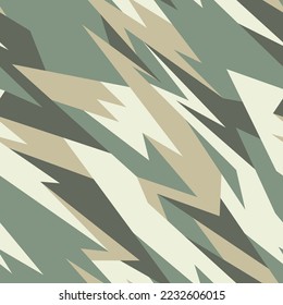 Seamless pattern with camouflage geometric trendy ornament. Military background for fabric and fashion print. Abstract military camo vector texture.
