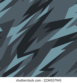 Patrón sin inconvenientes con adorno de moda geométrica camuflado. Fondo de carreras para envolver y calcomanía de vinilo. Resumen de textura vectorial de camo militar.