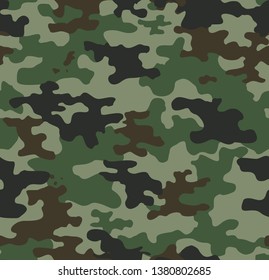 Seamless pattern camouflage green modern. The texture of the green patches. Print on fabric on paper. Vector