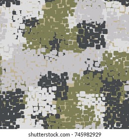 Seamless pattern. Camouflage from groups of rounded squares. Suitable for textiles, 3D graphics, posters, business cards and websites.