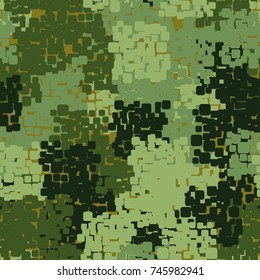 Seamless pattern. Camouflage from groups of rounded squares. Suitable for textiles, 3D graphics, posters, business cards and websites.
