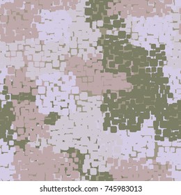 Seamless pattern. Camouflage from groups of rounded squares. Suitable for textiles, 3D graphics, posters, business cards and websites.
