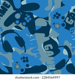 Seamless pattern with camouflage joystick.  Background for textile, fabric, stationery, clothes, accessories and other designs.