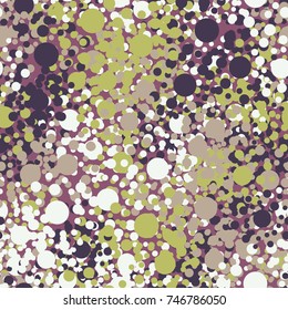 Seamless pattern. Camouflage made up of circles of four colors, the fifth color of the background. For 3D models, computer games, textiles and other design.