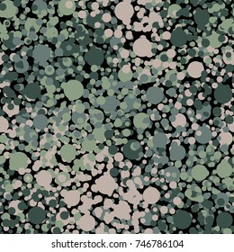 Seamless pattern. Camouflage made up of circles of four colors, the fifth color of the background. For 3D models, computer games, textiles and other design.