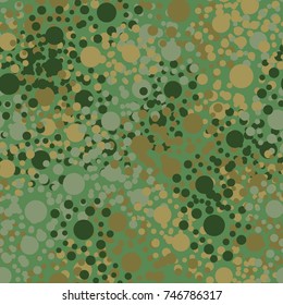 Seamless pattern. Camouflage made up of circles of four colors, the fifth color of the background. For 3D models, computer games, textiles and other design.