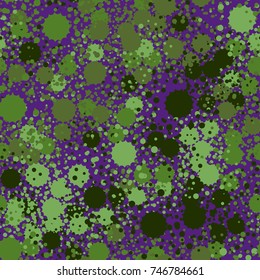 Seamless pattern. Camouflage is made up of stains of round and multi-pointed shape. Imitation of droplets and splashes. Colors of five shades. For 3D models and other design.