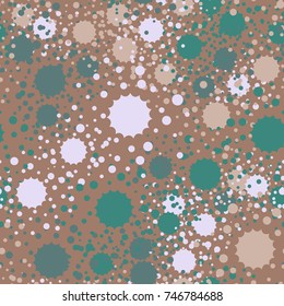 Seamless pattern. Camouflage is made up of stains of round and multi-pointed shape. Imitation of droplets and splashes. Colors of five shades. For 3D models and other design.