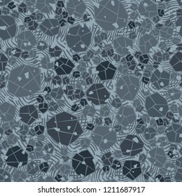 Seamless pattern. Camouflage made of stones. Background consisting of squares formed by curved lines.