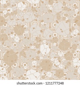Seamless pattern. Camouflage made of stones. Background from broken concentric squares. Editable.