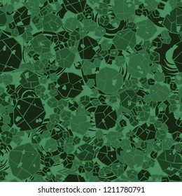 Seamless pattern. Camouflage made of stones. Background of the seven-eyed stars and circles. Editable.