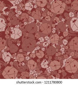 Seamless pattern. Camouflage made of stones. Background of the seven-eyed stars and circles. Editable.
