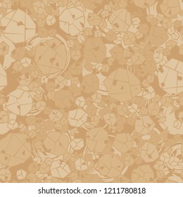 Seamless pattern. Camouflage made of stones. Background of the seven-eyed stars and circles. Editable.