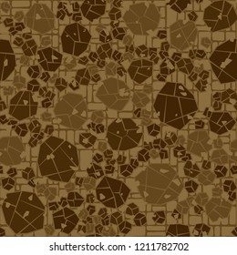 Seamless pattern. Camouflage made of stones. Background from small rectangles. Editable.