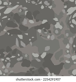 Seamless pattern camouflage modern. Abstract camo of gray spots. Print on fabric and textiles. Vector.