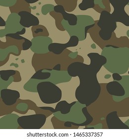 
Seamless pattern camouflage modern. Dark, brown and green spots on a light background. Abstraction Military. Texture. Hunting. Fishing. Print on fabric on paper. Vector