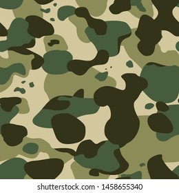 
Seamless pattern camouflage modern from green spots. Military texture. Print on fabric on paper. Vector