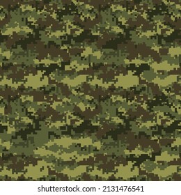 Seamless pattern camouflage pixelated. Abstract geometric camo. Military texture. Print on fabric and textiles. For hunting and fishing. vector background