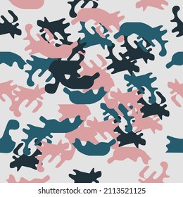 Seamless pattern. Camouflage print. Fashionable colors. Suitable for printing on paper.