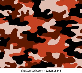 Seamless pattern camouflage spots red military art Nouveau beautiful abstraction print factory vector