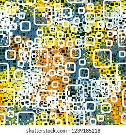 Seamless pattern in camouflage style. The colors of the spring landscape. Rounded squares.