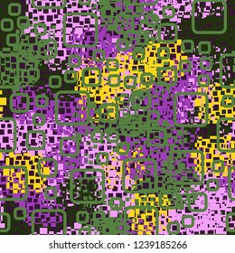 Seamless pattern in camouflage style. The colors of the spring landscape. Rounded squares.