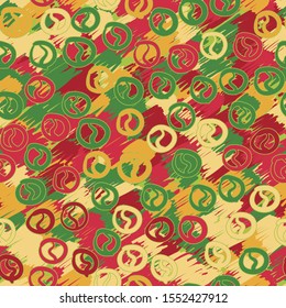 Seamless pattern in camouflage style. Red, green, orange, yellow.