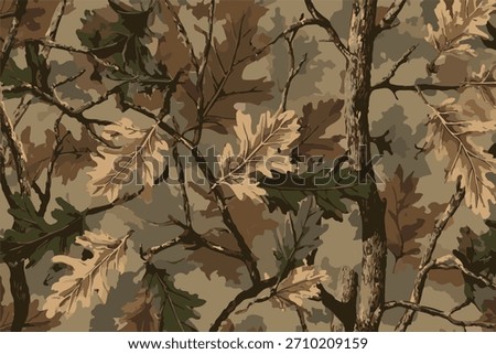 A seamless pattern of camouflage with tree branches, a camouflage design for hunting and outdoor activities. Forest real tree camouflage design.