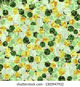 Seamless pattern. Camouflage of two textures. The first pixel texture.
The background consists of a placer of hexagons. Editable.