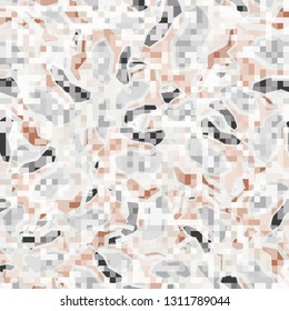 Seamless pattern. Camouflage of two textures. The first pixel texture.
The background consists of scattered angular shapes.