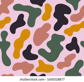 Seamless Pattern with Camouflage. Vector Contemporary Art Background. Camo Illustration with Abstract Curve Shapes