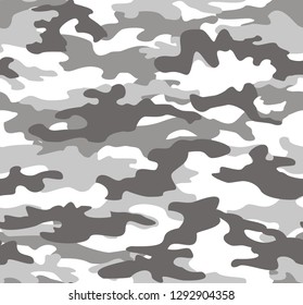 seamless pattern camouflage winter pale on white background spots abstract print textile factory vector 