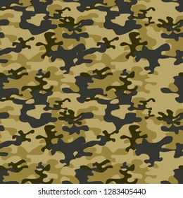 Seamless pattern camouflage yellow desert abstraction print textile factory vector