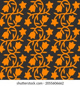 Seamless pattern with Campanula (Platycodon) flowers. Endless floral texture, cutting stencil. Vector silhouette illustration.