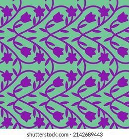Nahtlose Muster mit Campanula (Platycodon) Blumen. Endlose Blumenstruktur, Schnittschablone. Vektorsilhouette-Illustration.