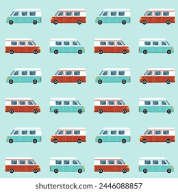 Seamless pattern with camper vans.