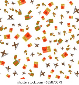 Seamless pattern of camping gear elements can be used for wallpaper, website background, wrapping paper.