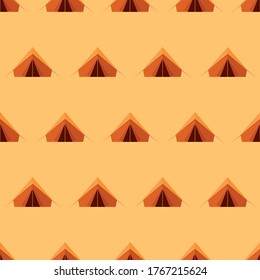 acampada sin inconvenientes campaña vacaciones de verano en fondo amarillo vectorial papel pintado de fondo giftwrap textil